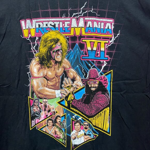 WWE WrestleMania VI Ultimare Warrior Randy Savage Retro Style T-Shirt XL - Picture 2 of 4